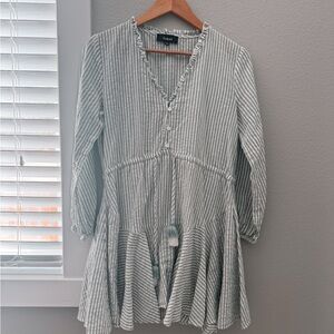 Aakaa Striped Green and White Dress